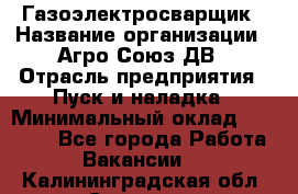 Газоэлектросварщик › Название организации ­ Агро-Союз ДВ › Отрасль предприятия ­ Пуск и наладка › Минимальный оклад ­ 55 000 - Все города Работа » Вакансии   . Калининградская обл.,Советск г.